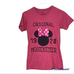 Disney Store heather red Minnie Original Mouseketeer 1928 fitted tee size XS